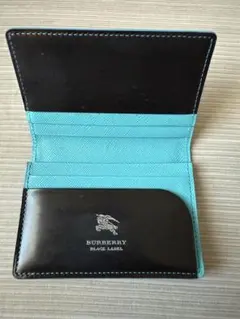 【美品】BURBERRY BLACK LABEL 名刺入れ ブラック内部はブルー