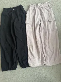 グローバルワーク140カーゴパンツ 黒 薄いピンク 2色セット