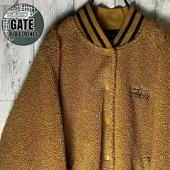 stussyステューシー　刺繍ロゴ ボアジャケット MEDIUM ブラウン