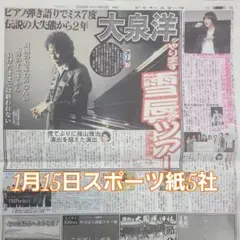 匿名配送！送料込み！ 1月15日 朝刊　 スポーツ紙全5社