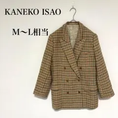 ☆美品☆ カネコイサオ ウール チェック柄ダブルブレストジャケット ミドル丈のサムネイル