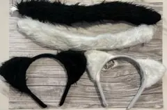 猫耳カチューシャ 4点セット 黒 白