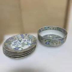 【美濃焼】庫山窯 花銀彩 大鉢1点＆中皿5枚セット 前畑陶器のサムネイル