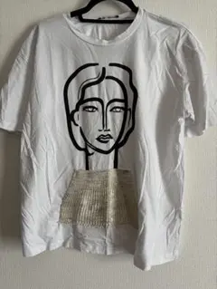 ZARA アートプリント ホワイトTシャツ