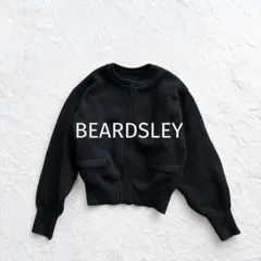美品 BEARDSLEY カーディガン 黒 クロップド丈 比翼仕立て 長袖