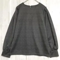 ドレスキップ　ワイドスリーブ チェックチュニック　【美品】　グレー　Mのサムネイル