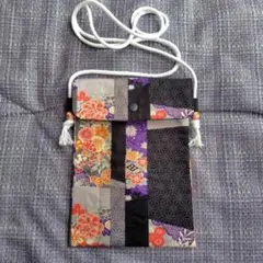 祭りサコッシュ 黒に麻の葉模様