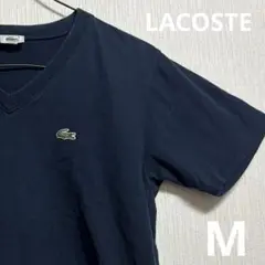 LACOSTE ラコステ　ワンポイント ネイビー Vネック Tシャツ M