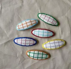배송비 포함!컬러풀 체크 자수 헤어핀 패칭 핀