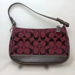 COACH コーチ アクセサリーポーチ シグネチャー レザー レッド