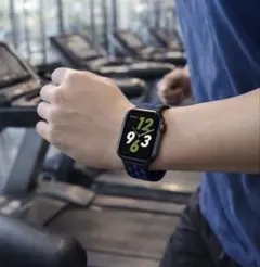 Applewatch ベルト 時計 シリコン バンド スポーツ ブラック ブルー