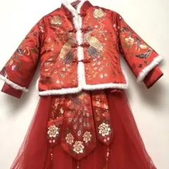 赤い孔雀刺繍ドレス