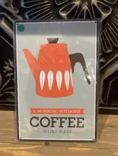 コーヒーモチーフ ブリキ看板 レトロデザイン