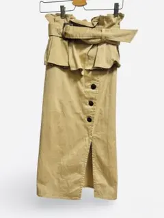 ベージュ フリル付きタイトスカート snidel