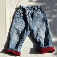 子供服GAP 90cmデニムミニー柄長ズボンボア付き