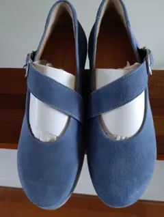 試し履きのみ HARTJES ハーティエス 革パンプス 青 25cm/UK6