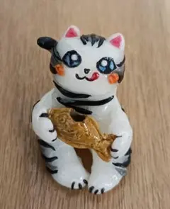 猫の置物　ハンドメイド　たい焼きが美味しいにゃん♪のサムネイル
