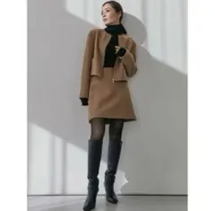 anuansウールダブルクロスリバーショートジャケット　スカート　セットアップ