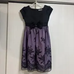 マザウェイズ 黒×紫 花柄刺繍 ドレス リボン付きのサムネイル