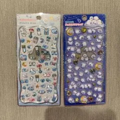 ジュエルプチドロップステッカー ストーン付き　シマエナガ　みずいろドロップ