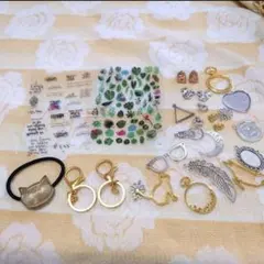 (新品)レジン アクセサリー ハンドメイド パーツ 24個 シール2枚