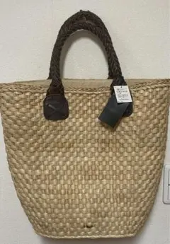 ラルフローレン　大カゴバッグ　ストロー素材　取って本革　アメリカ直輸入品　未使用