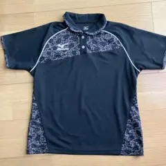 Mizuno 卓球用 花柄ポロシャツ 黒