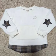 ホワイト フリース 長袖カットソー 110cm