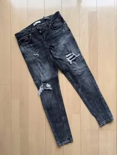 ZARA ダメージ加工 スキニーデニム ブラック EUR42のサムネイル