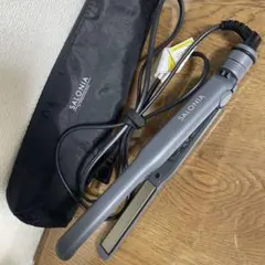 SALONIAのグレーの15mmストレートヘアアイロン 収納ポーチ付き グレー