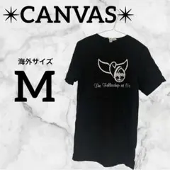 海外古着✨CANVAS【M】黒 ブラック 半袖 Tシャツ シンプル