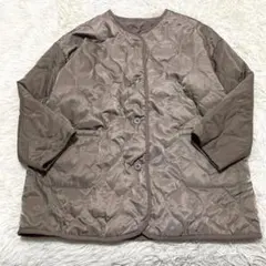 2049 美品✨ノーカラーキルティングジャケット L オーバーサイズ モカ