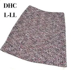 美品☆DHC ひざ丈タイトスカート　チェックツイード柄　L-LL オフィスウール