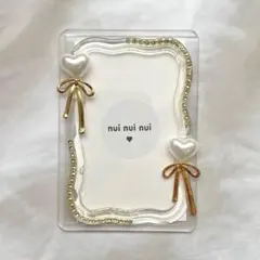 B8　トレカケース　硬質ケース　レジン　デコ　ラインストーン　パール　リボン　2