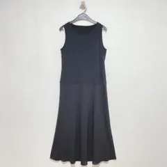 コシノヒロコ　黒　フレア　ロングワンピース　ストレッチ　伸縮のサムネイル