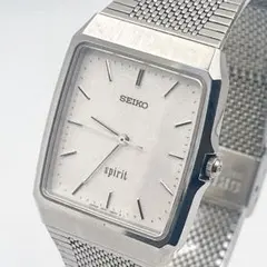 極美品/稼働✨セイコー スピリット 腕時計 スクエア メッシュ 希少 レトロ 銀