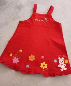 MIKI HOUSE 赤 ジャンパースカート 90cm