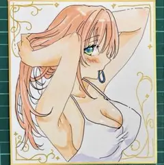 オリジナル手描きイラスト　『朝の支度』　コピック　色紙　アナログ　女の子