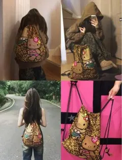 ハローキティ レオパード柄 バッグ　日焼けキティ　ギャルキティ　豹柄