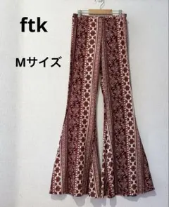 ftk 【M】 ボヘミアン風 フレアパンツ 薄手 ウエストゴム