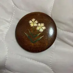 木製 手鏡 鏡 花柄 携帯用 コンパクト