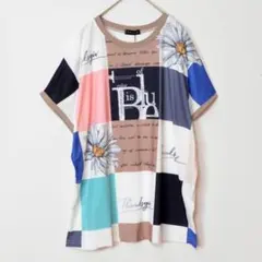 新品 タグ付き L~LL 大きいサイズ お花・英字 カットソー レディース