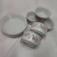食品保存容器 5個セット花柄　耐熱皿　K26661