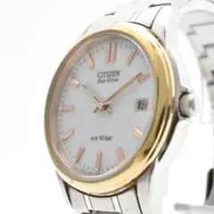 美品 稼働品 CITIZEN シチズン メンズ腕時計 エコドライブ 白文字盤