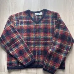 EMMA CLOTHESモヘアライクWジャガード編みチェック柄ニット 