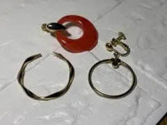 イヤリングセット 赤いアクリル /5