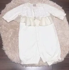 petit main アイボリー フリル付きツーウェイ・ドレスオール50-70