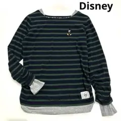 Disney 長袖Tシャツ　重ね着風　ボーダー