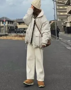 裏起毛コーデュロイワイドパンツ アイボリー Mサイズ 未使用