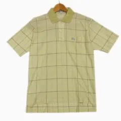 オールド バーバリー　半袖 ポロシャツ　格子　総柄　ロゴ刺繍　メンズ M　レトロ
